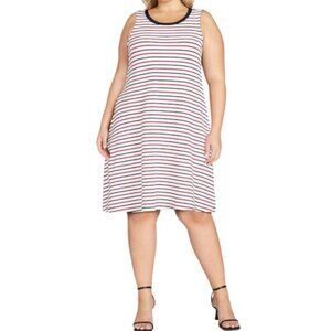 Time and Tru Sleeveless Knit Mini Dress Womens 3X Americana Stripes Pockets